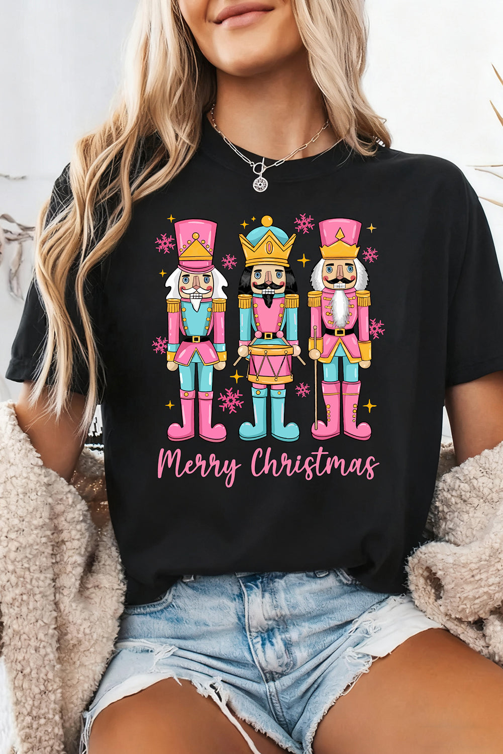 Black Merry Christmas Nutcracker Heat Transfer Printing T Shirt b671f83ead7e2c1e