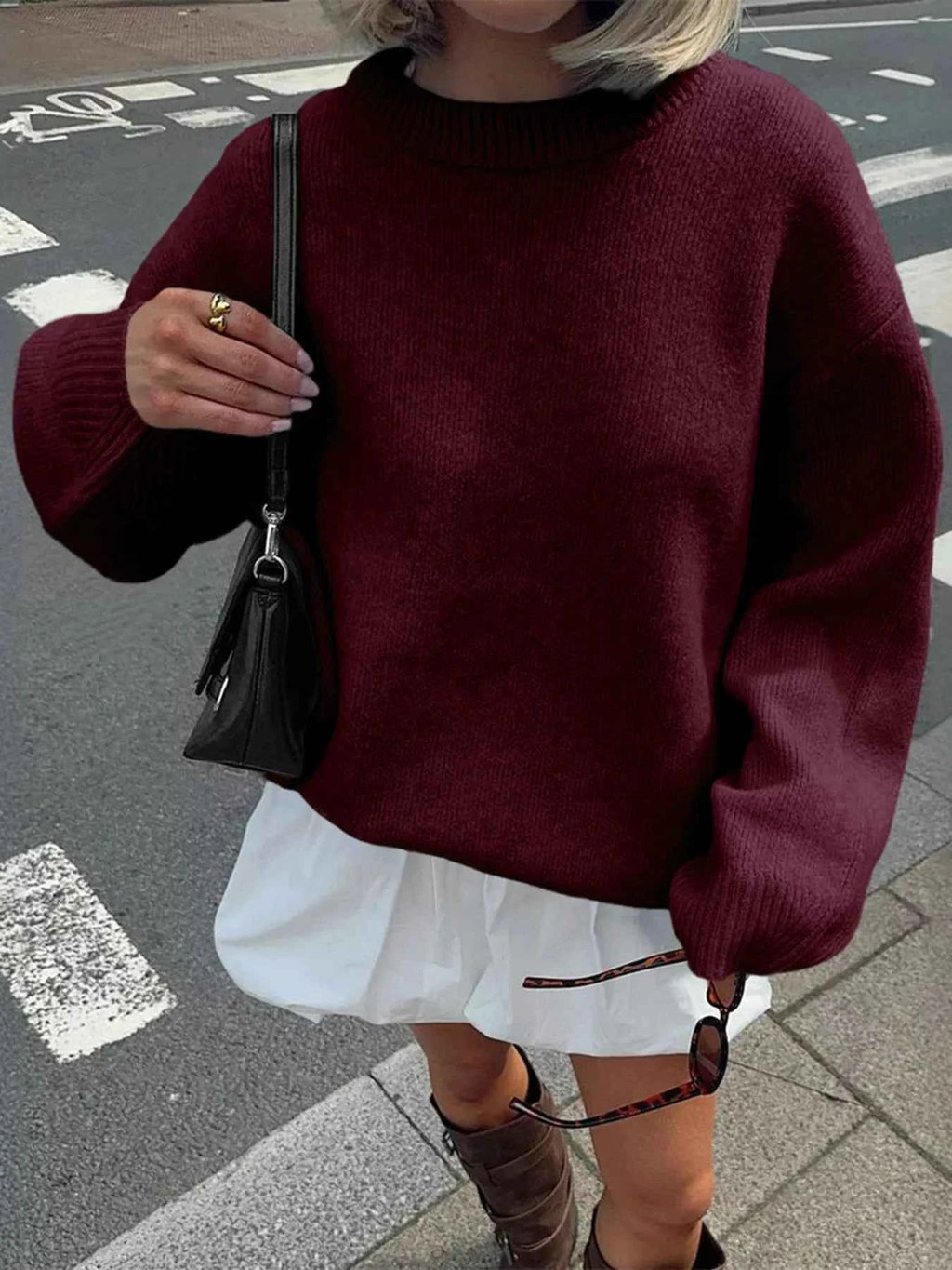 Ribbed Round Neck Dropped Shoulder Sweater b69051f4a73f4d96b25da34e1c54aa72-Max-Origin