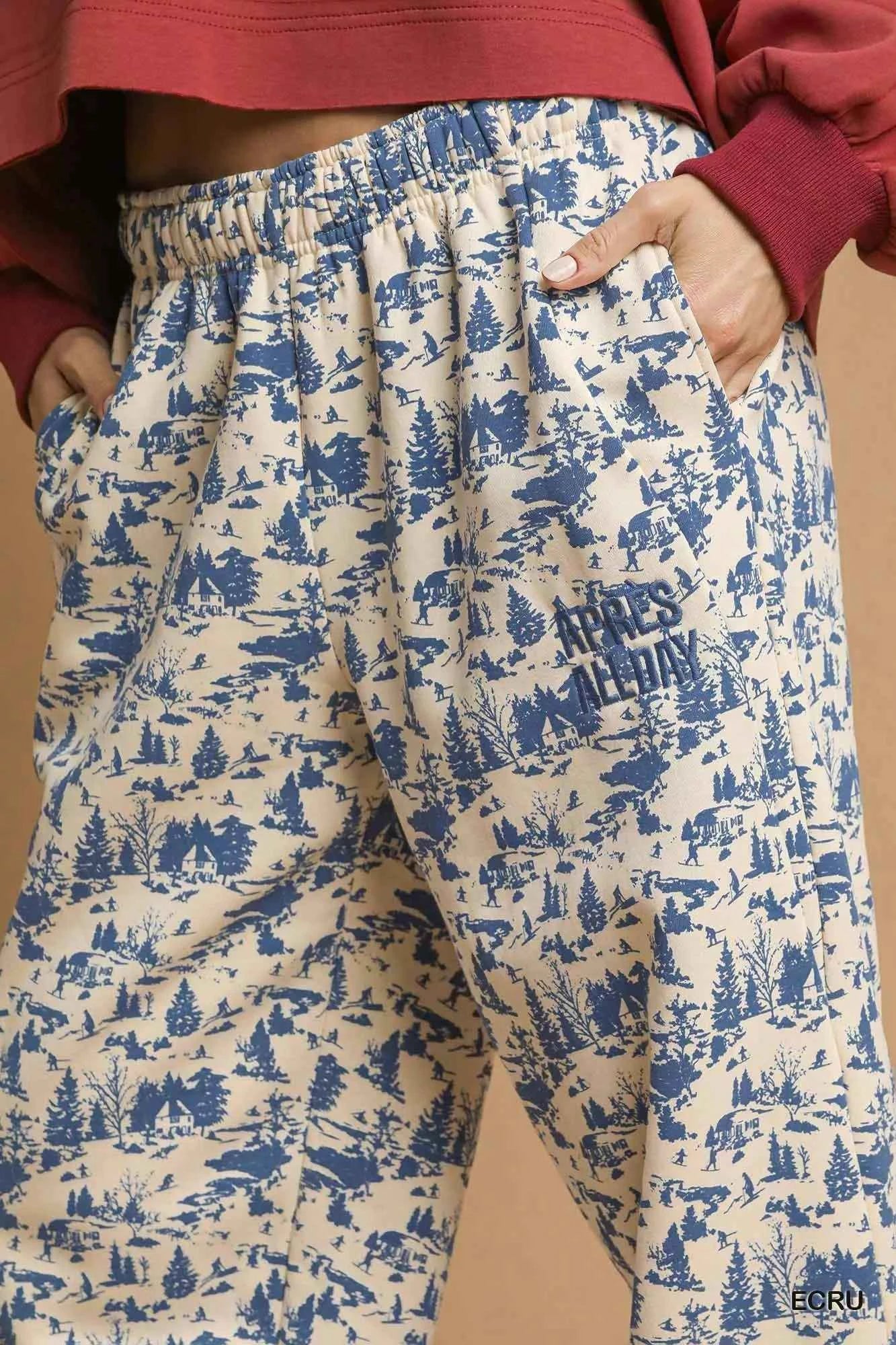 Umgee Scenic Print Casual Sweatpants b6a7d9c4-563c-4515-a453-29e291bc8ab6-Max-Origin