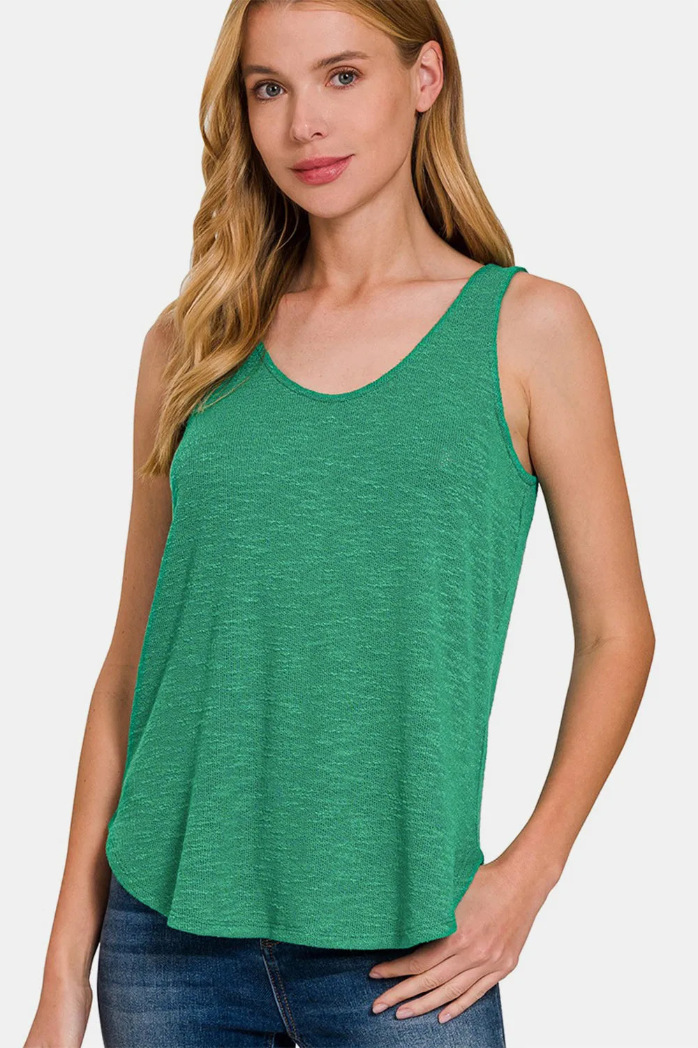 Zenana Curved Hem Round Neck Tank Green b6b1d029-768e-4672-a2cb-2e788aa16a64-Max