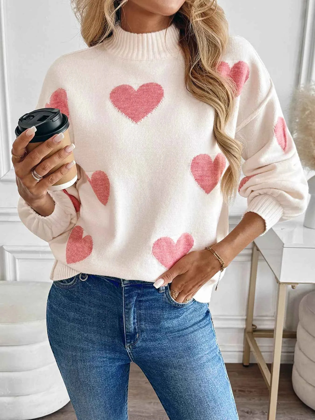 Heart Mock Neck Long Sleeve Sweater b6c511f3cbb84ba5b547413bc8fc34a7-Max-Origin
