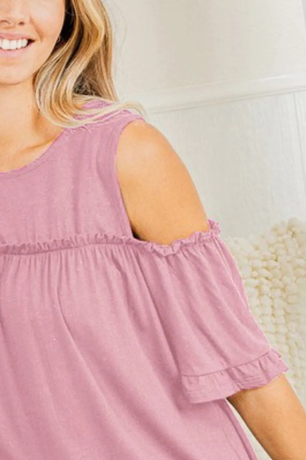 Heimish Full Size Frill Round Neck Cold Shoulder T-Shirt Plus Size b6d32bd0-7878-4ee6-87d7-a3449257808b-Max