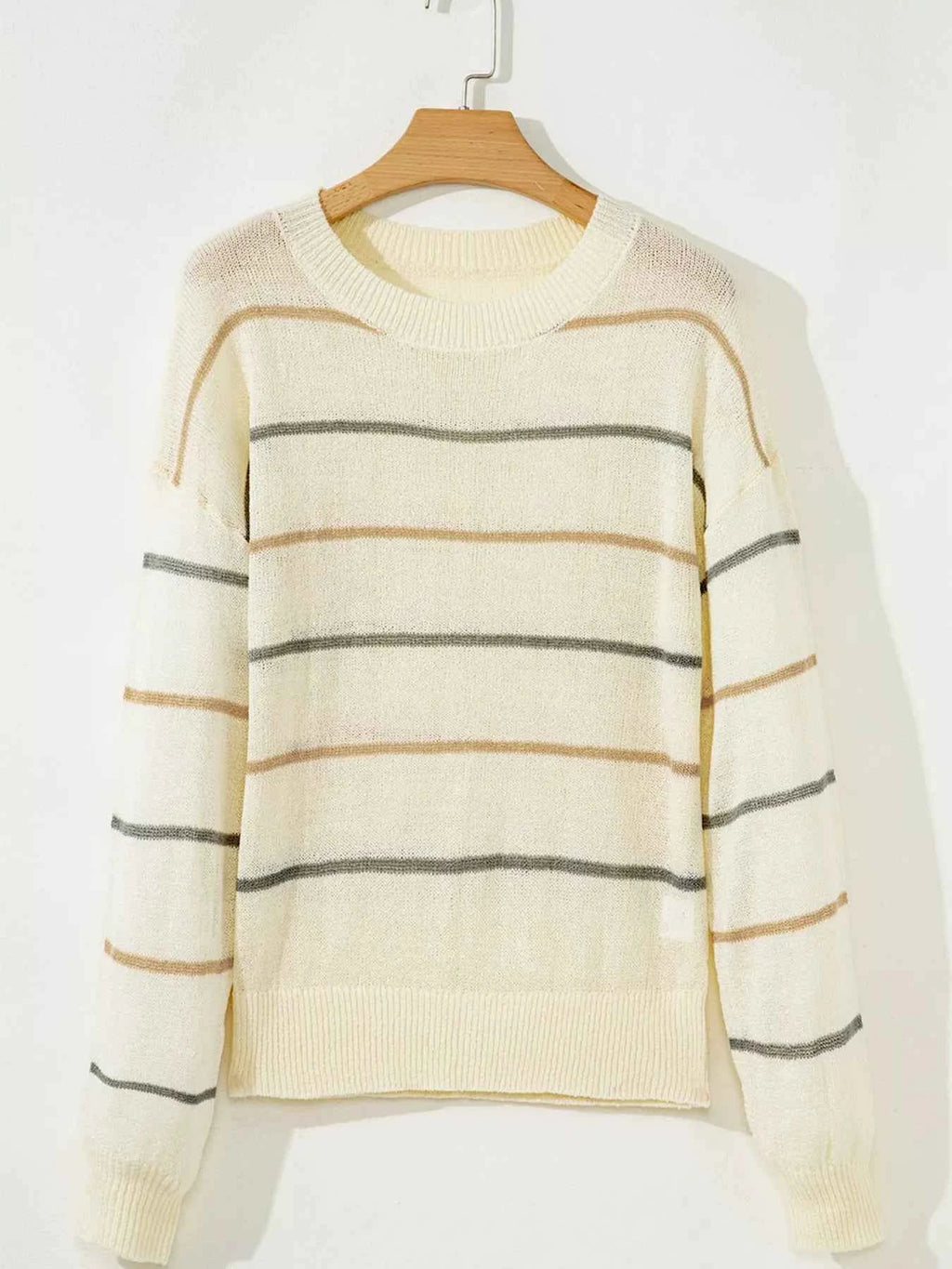 Stripe Striped Ribbed Edge Drop Shoulder Sweater b7072f5dc4c5493e866d40c91aea36eb-Max-Origin