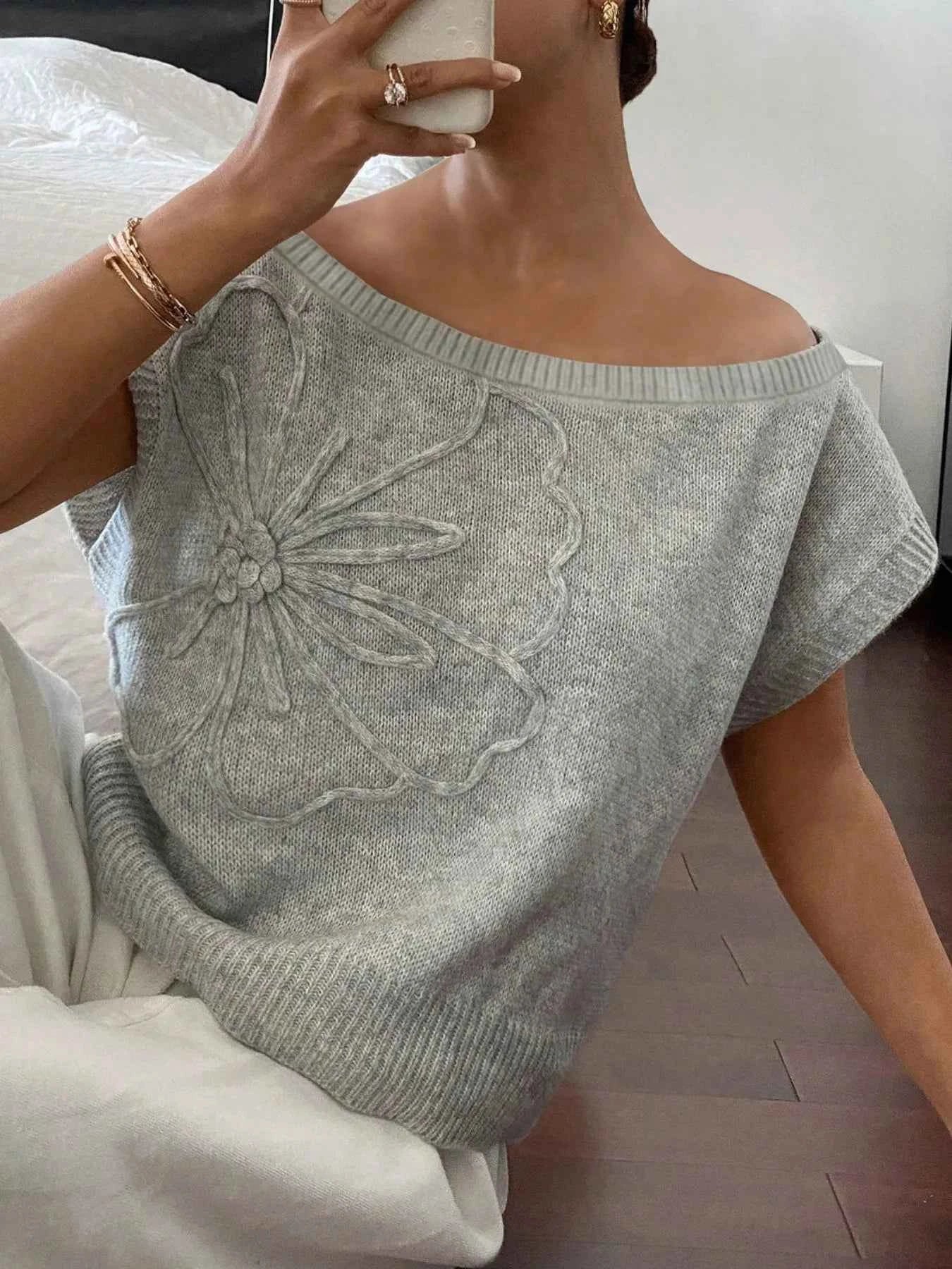 Ribbed Hem Boat Neck Sweater Gray b71439d9-913d-47f2-8d42-c71a6b43e350-Max-Origin