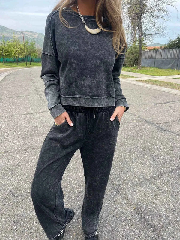 Full Size Washed Round Neck Top and Drawstring Pants Set Plus Size Black b72704e2c1f04564bfc4a08397124c5f-Max-Origin