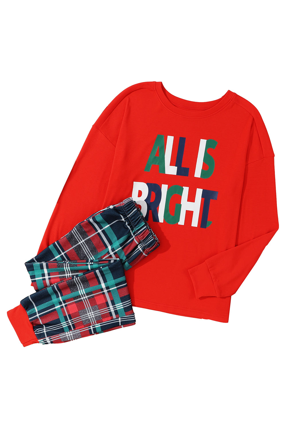 Multicolor ALL IS BRIGHT Christmas Plaid Pajama Set b72b75a91c4efd35