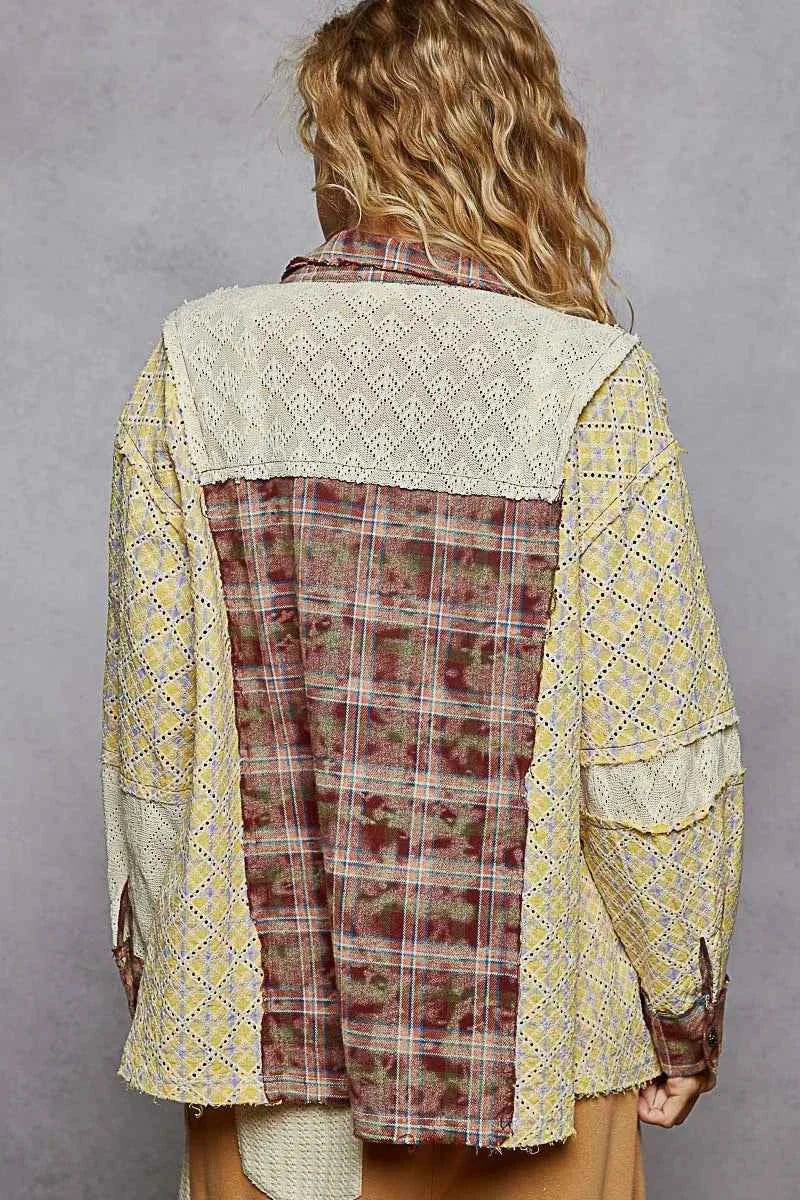 POL Studded Contrast Plaid Long Sleeve Shirt b76e1d40-dbca-46fa-ba9b-5880e6534f0f-Max-Origin