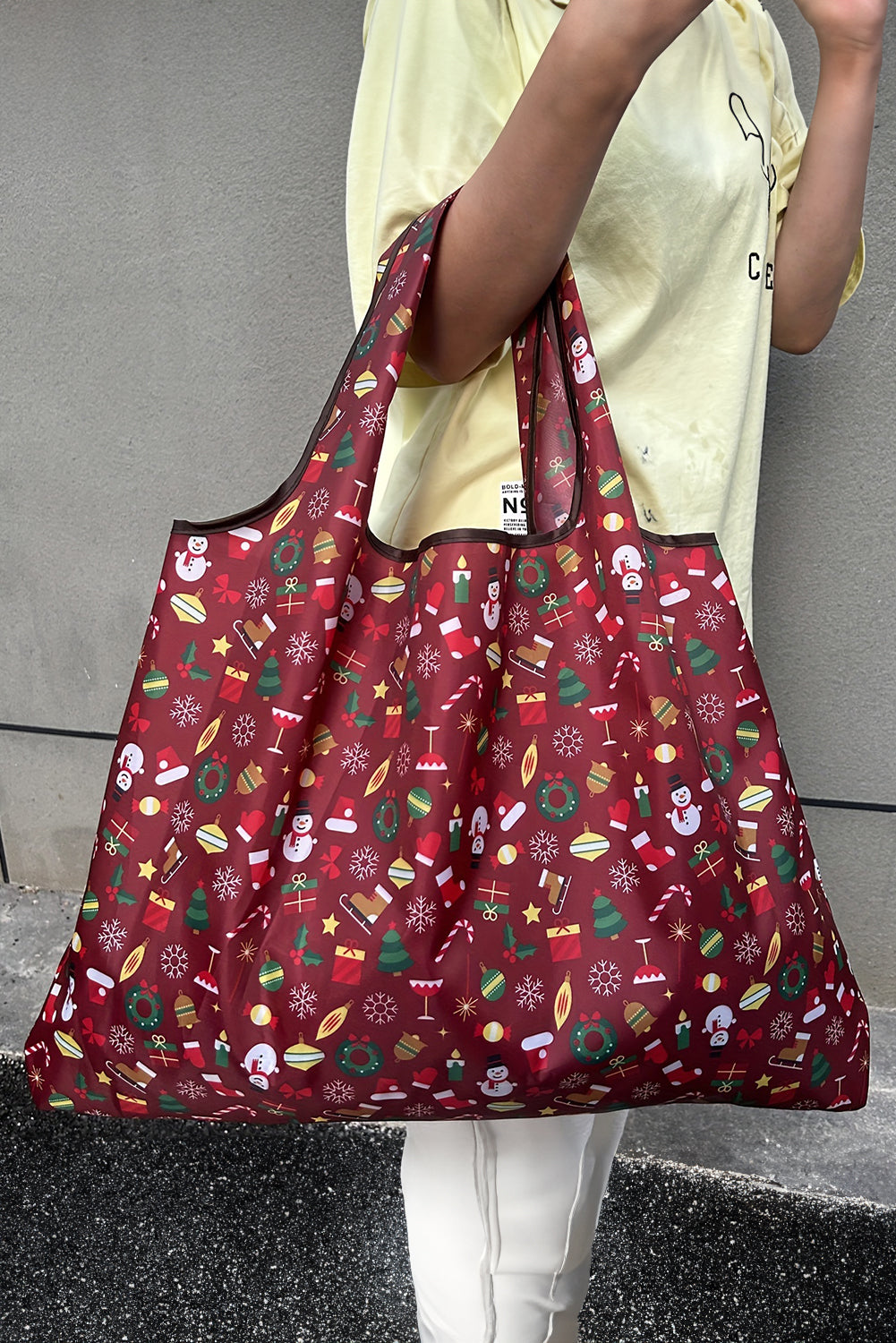 Fiery Red Cartoon Snowman Gift Graphic Large Tote Bag