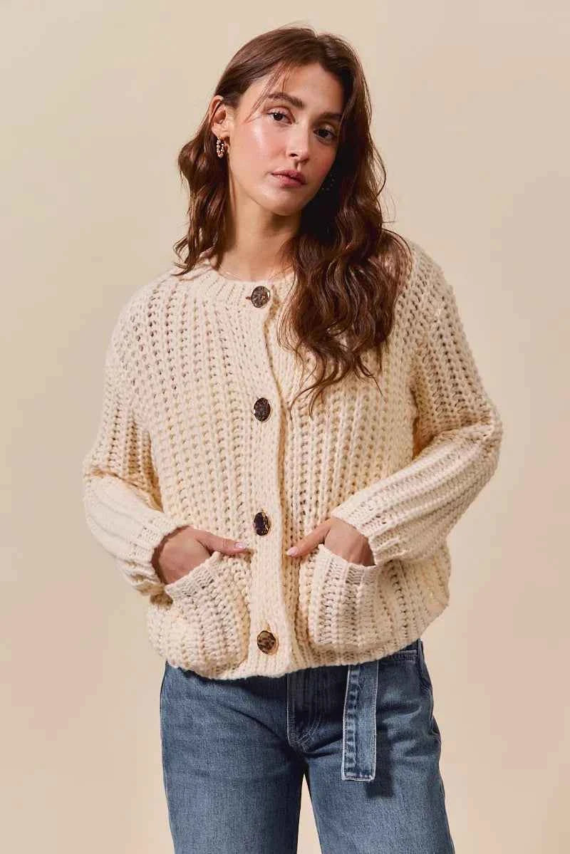 SO ME Metal Button Long Sleeve Chunky Sweater Cardigan b79c943c19c84249a179ef2f75fe5363-Max-Origin