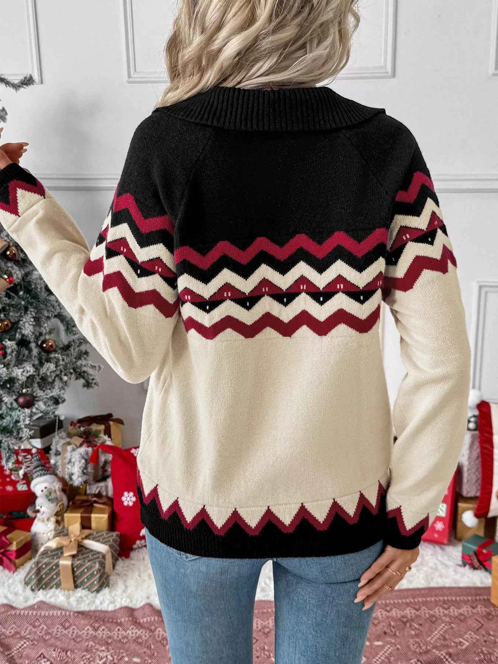 Chevron Pattern Long Sleeve Sweater b7a0403faddc49179f47ac2cf1fa3418-Max-Origin