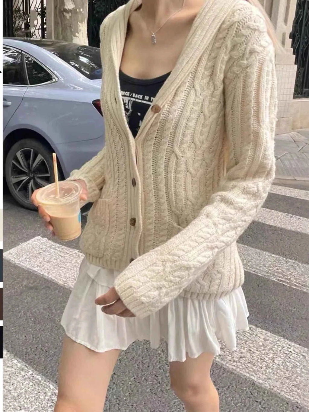 Cable Knit Button Up Cardigan Apricot b7cd82eb4a1f49829c5117d0c08ae4e4-Max-Origin