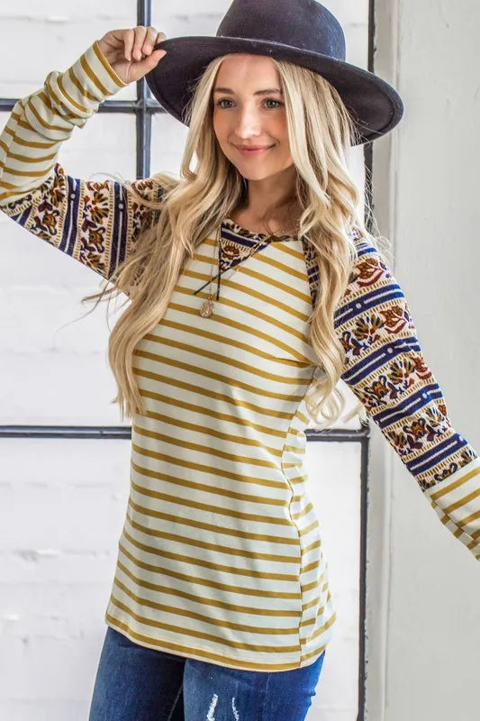 And The Why Stripe Ethnic Print Raglan Top YELLOW b7f5fccd23d2462d9ddae135d7925c7b-Max-Origin