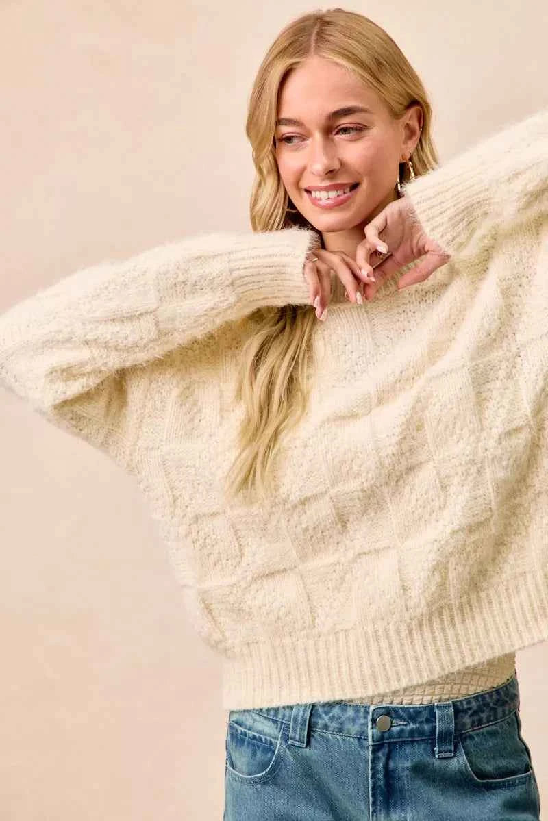 BiBi Checker Board Drop Shoulder Sweater b7ffa9bd5bec4ad791e18a1415c82c2f-Max-Origin