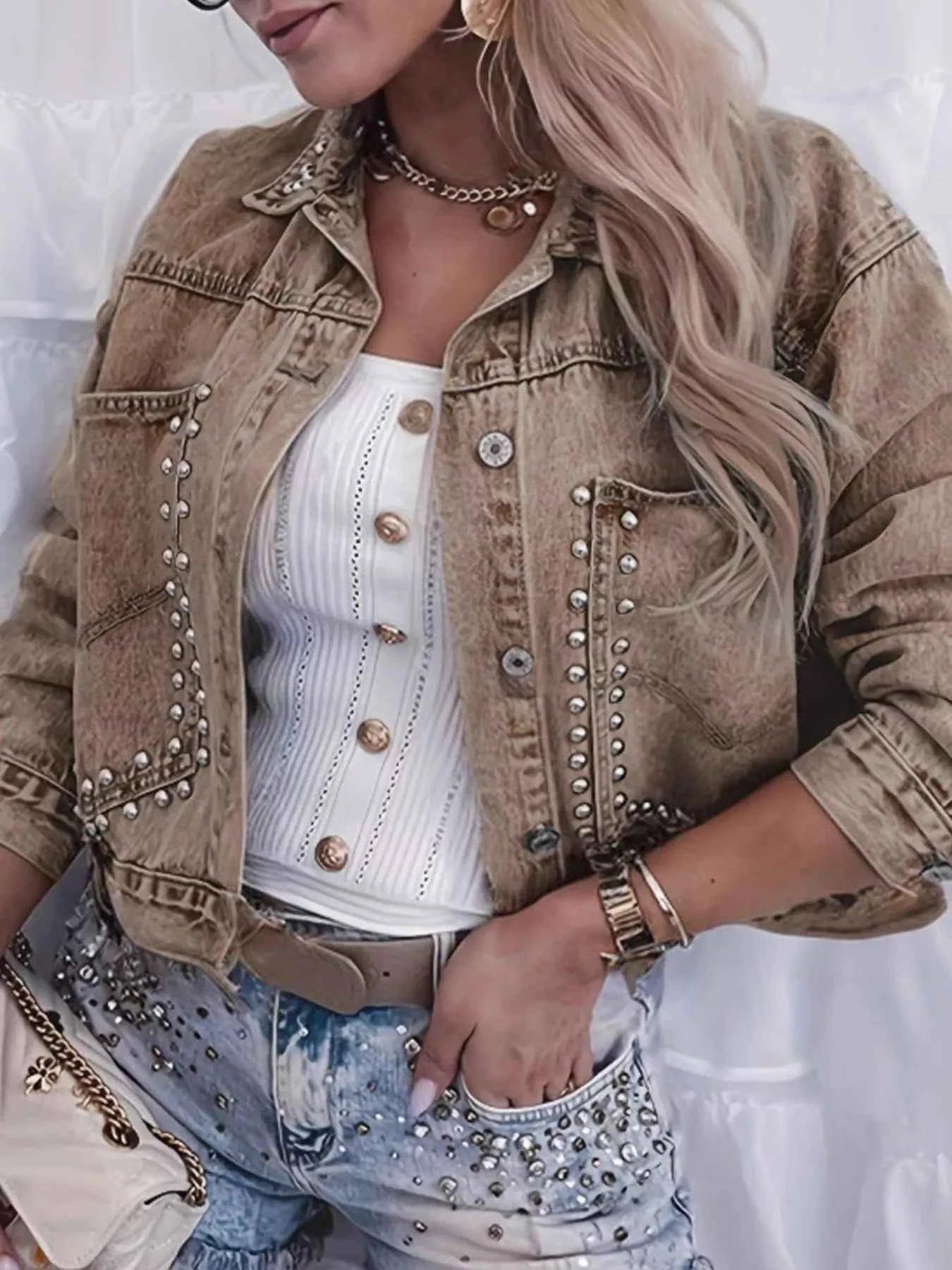 Studded Button Up Denim Jacket b8187a87-0ed6-44df-9e55-bfc0a7f4c257-Max-Origin