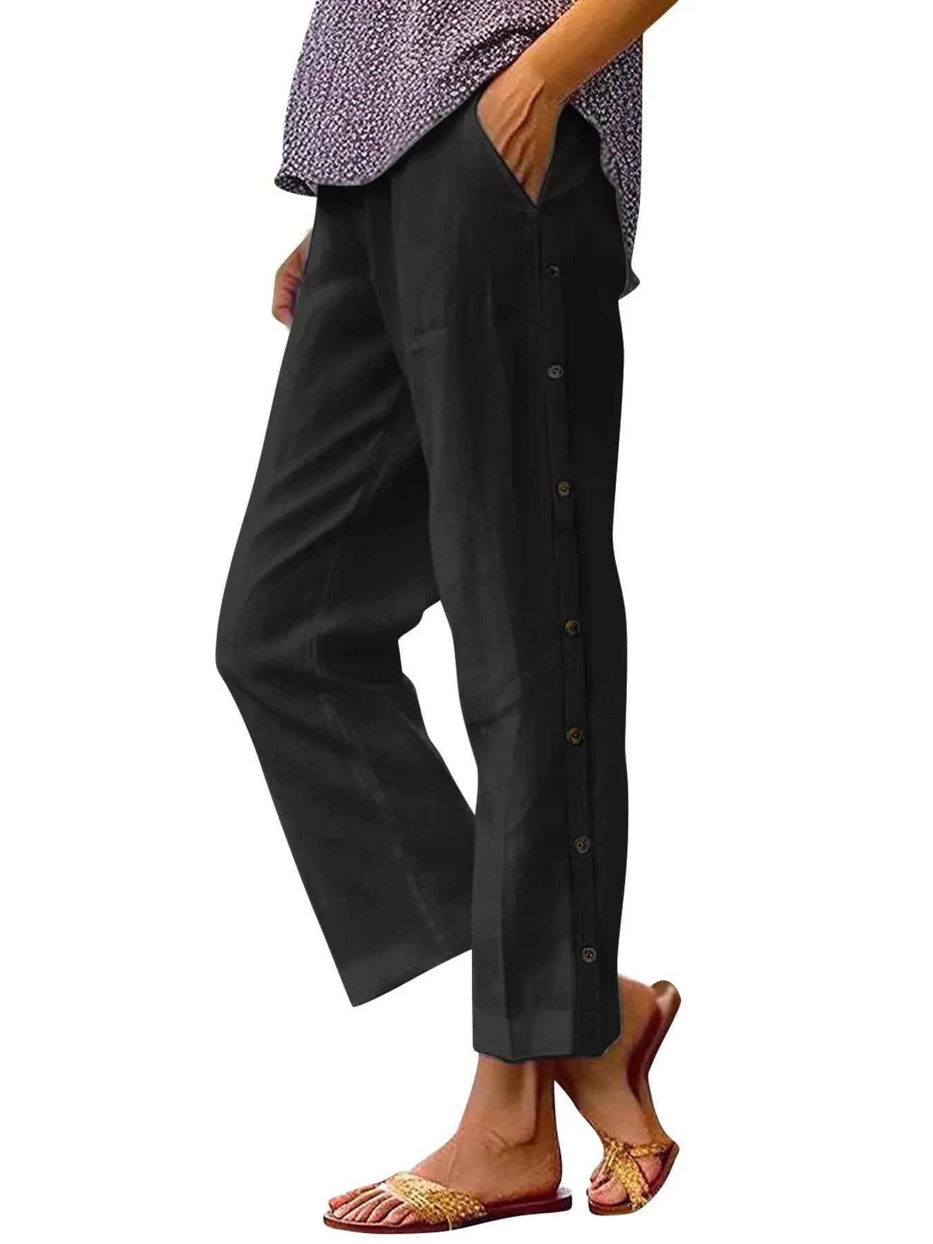 Full Size Side Decor Button Casual Wide Leg Pants Plus Size b82ce52367094d0a99faad084f6e3ecd-Max-Origin