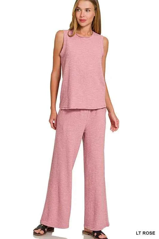 Zenana Cotton Slub Tank and Pants Set LT ROSE b8467af574bf4d4e98777c0d3ec34f7c-Max-Origin