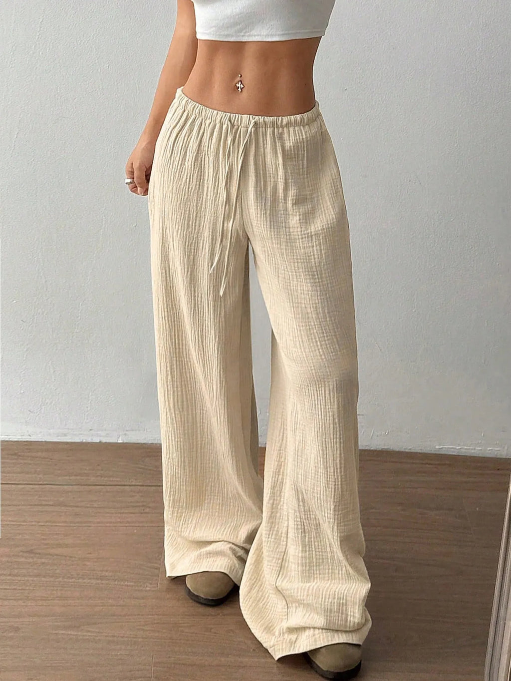 Drawstring Wide-Leg Casual Pants b847777a-d2a8-454f-983b-70cd61e9b07a-Max-Origin