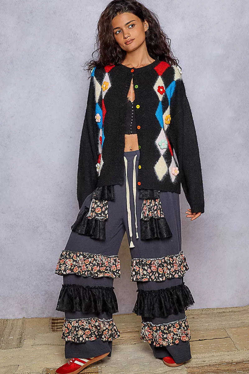 POL Button Down Diamond Pattern Round Neck Cardigan b879d143-a578-41b5-a486-428c8dcfc0bf-Max-Origin