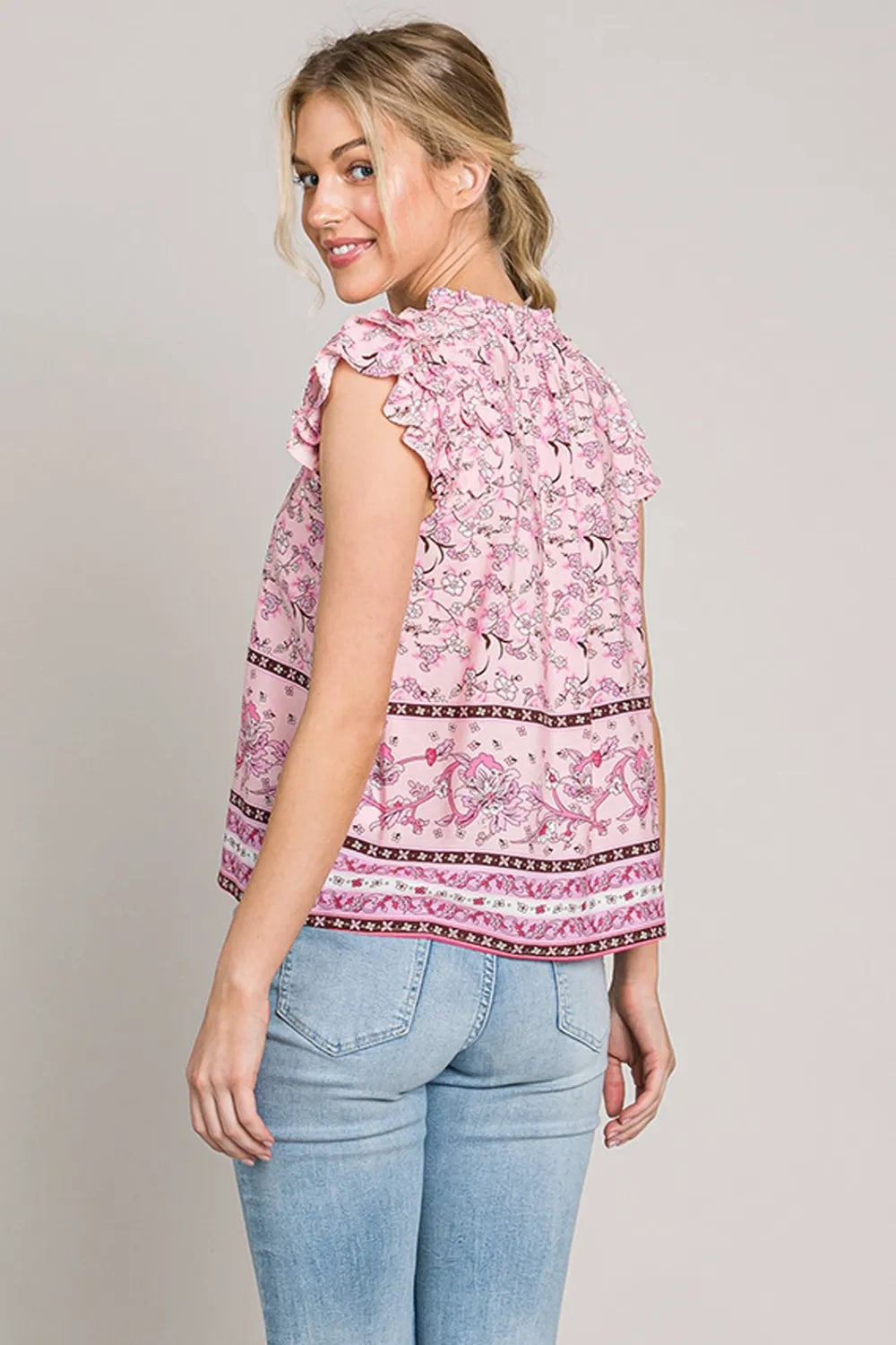 Cotton Bleu by Nu Lab Print Ruffle Sleeve Detail Blouse b8898596-d169-4d18-9884-116600fe4fd8-Max