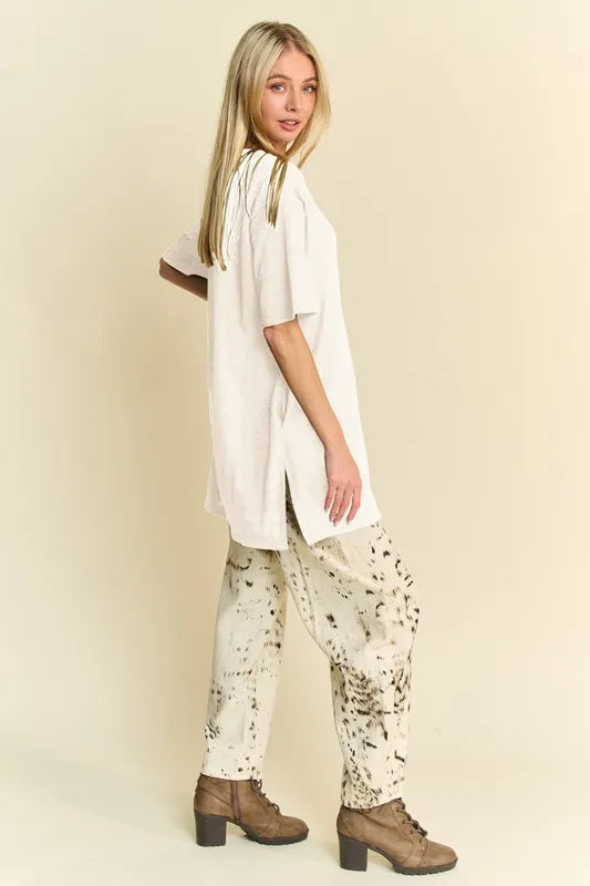 Davi & Dani Short Sleeve Side Slit T-Shirt with Pockets b8e274513ab0415b8397d078656b8ada-Max-Origin