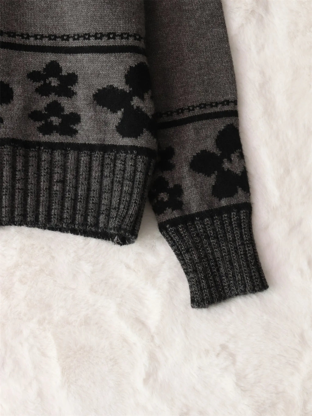 Flower Zip Collar Long Sleeve Sweater b902d33a365a421a8e015d356c01fa51-Max-Origin