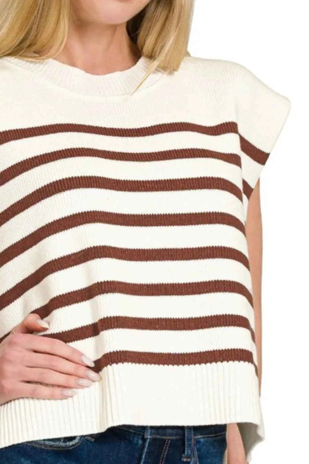 Zenana Oversized Crew Neck Stripe Sweater Vest b925481d-6f02-4a3b-b8ec-20054109c842-Max-Origin