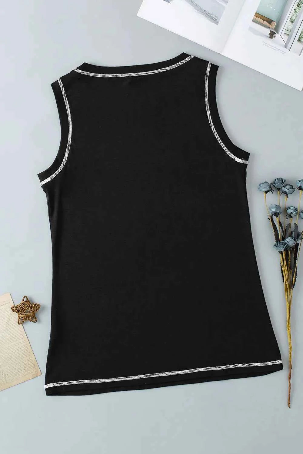 Rhinestone Smile Face Round Neck Tank b951e3de-f043-4642-8434-09eebfb8ce6a-Max