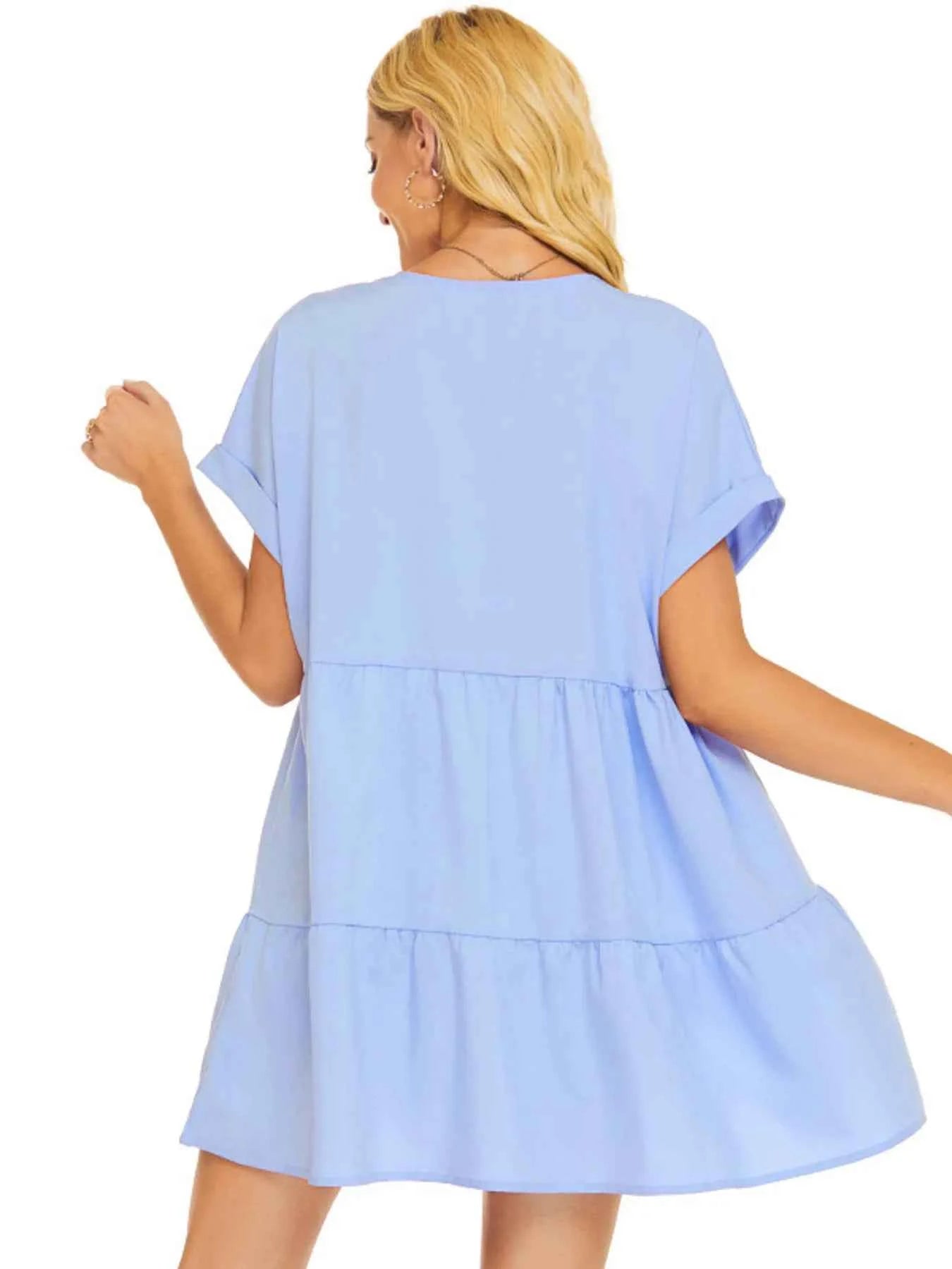 V-Neck Babydoll Tiered Mini Dress b9603e3340374a8182be835f6c3bc4d0-Max-Origin