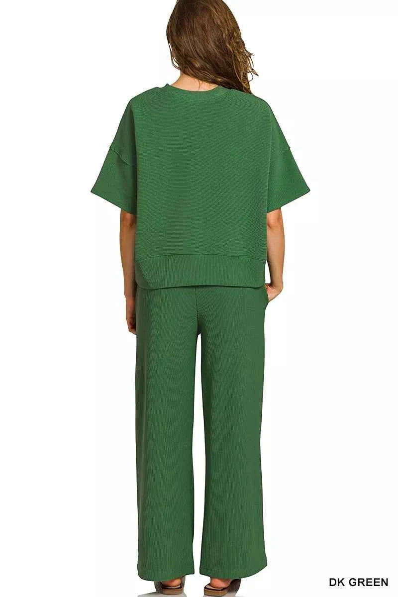 Zenana Ribbed Round Neck Tee & Pants Set b973fecb25bd48c69f0ea12930f38b90-Max-Origin