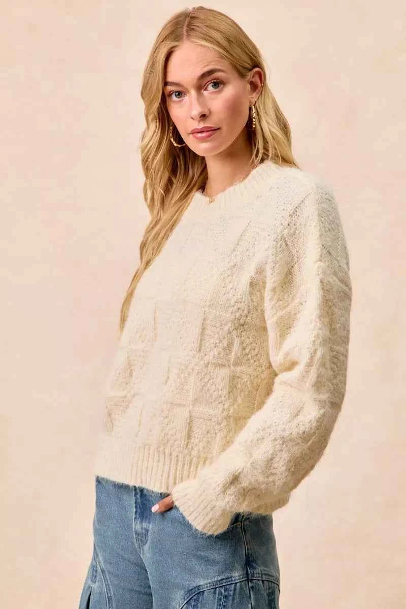 BiBi Checker Board Drop Shoulder Sweater b9b19584a5a04216aa7f75192f3a30ed-Max-Origin