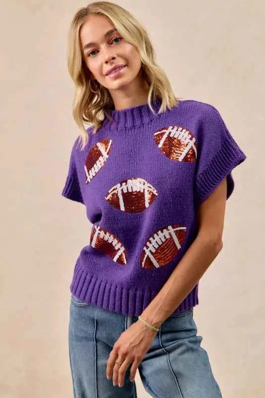BiBi Gameday Sequin Football Patches Rib Banded Sweater b9b2c924-f9c0-4b1a-849e-f0217d2d9c67-Max-Origin