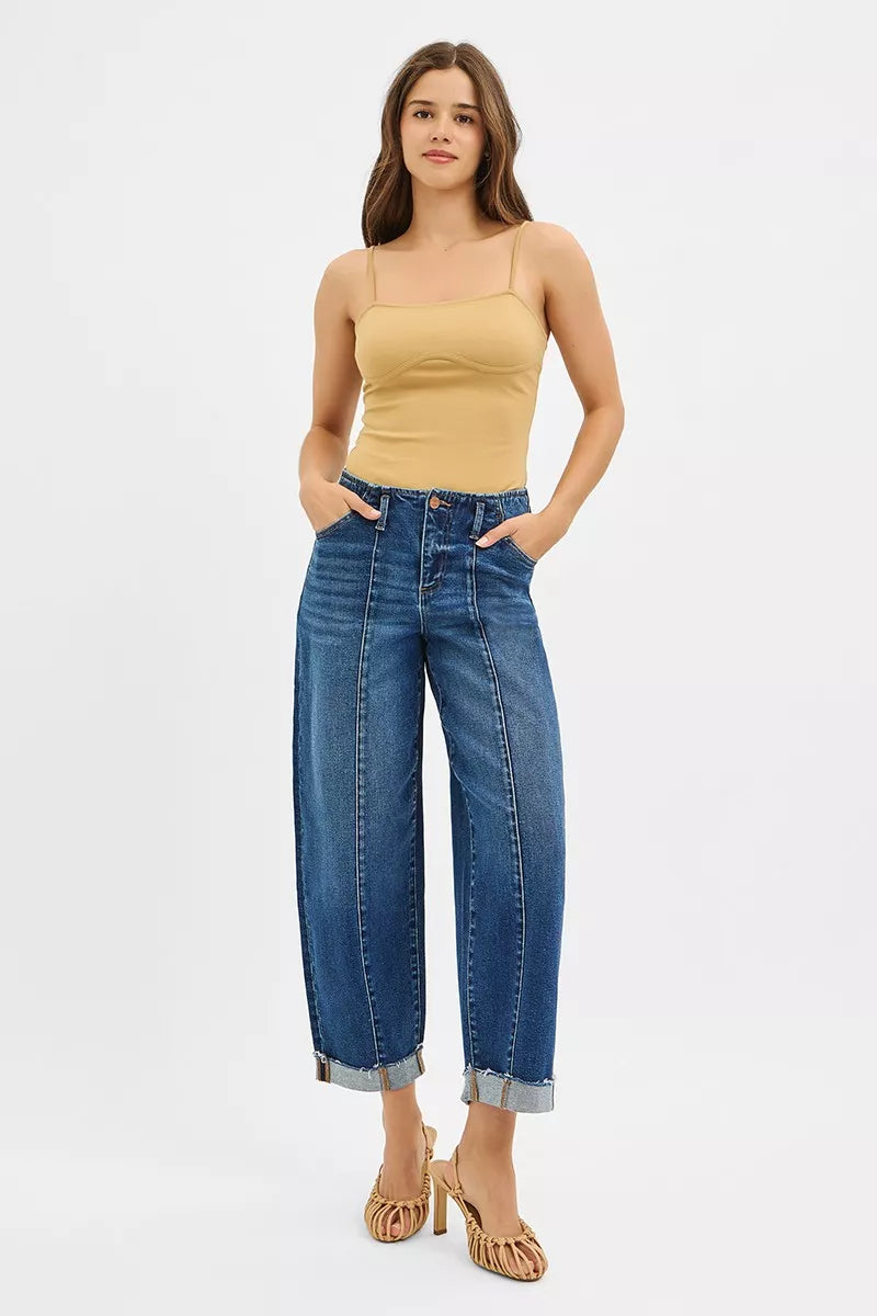 RISEN High Rise Fit Barrel Cuffed Jeans b9b960c3a7aa4b908b54258e7bdf0e74-Max-Origin