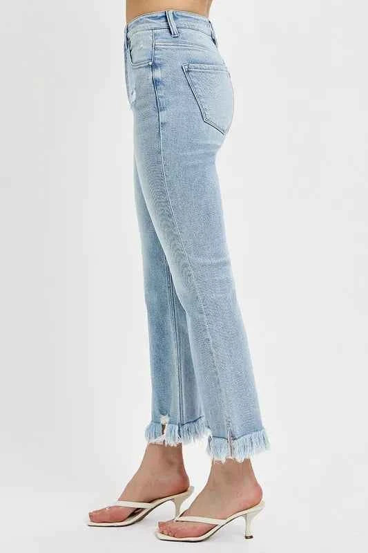 RISEN Full Size Raw Hem Distressed Cropped Flare Jeans Plus Size b9d186bf-2a7f-421a-9881-6964d22d027c-Max