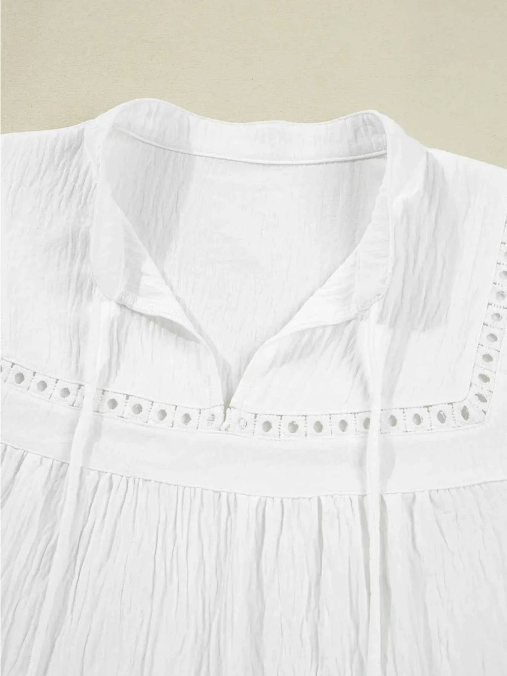 Drawstring Puff Sleeve Tie Neck Blouse b9d925a0853343228f08a66ca441c74e-Max-Origin