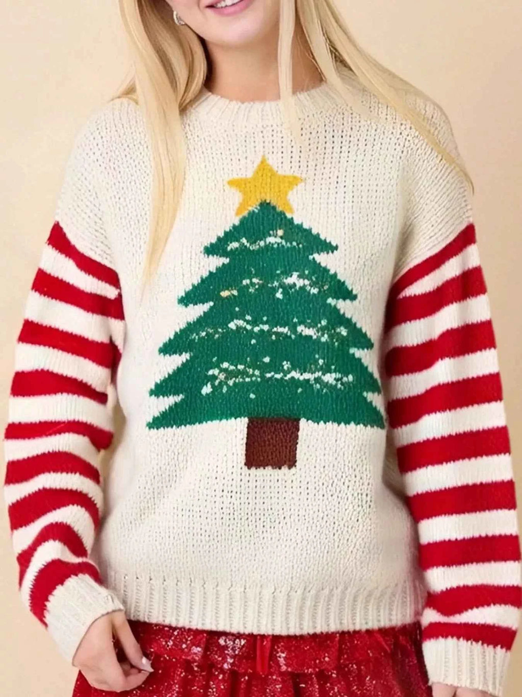 Christmas Tree Round Neck Sweater ba0e61be-14a1-4728-b3d5-448f7fd3aada-Max-Origin