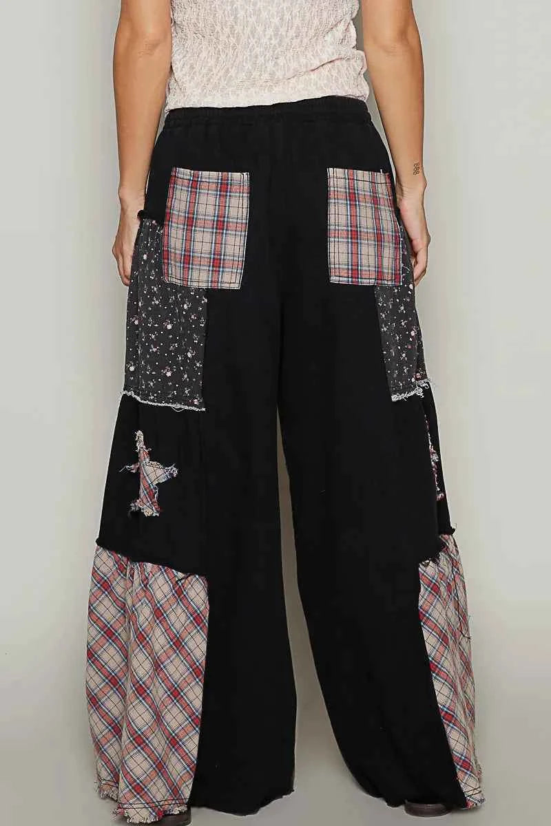 POL Drawstring Star Patch Contrast Wide Leg Pants ba1ab881-d993-4a8a-8025-2484c6e25289-Max-Origin