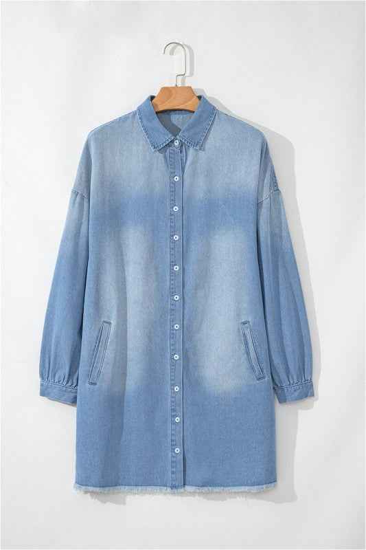 Journee Medium Washed Denim Shirt Dress ba9d5ddc-e764-4ac8-a70f-1d9b41827a81