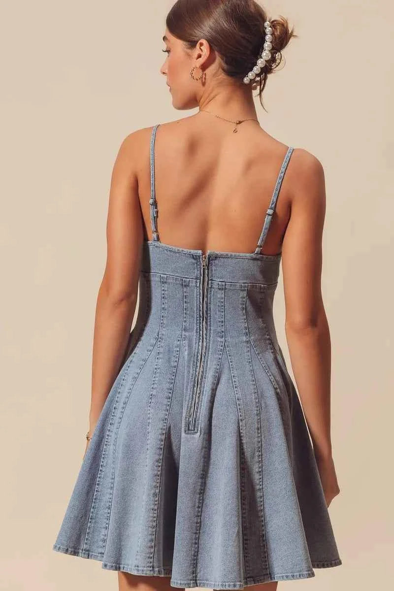 SO ME A Line Fit and Flare Denim Mini Dress bad565446a5a43f7bb8ad13a2f319b34-Max-Origin
