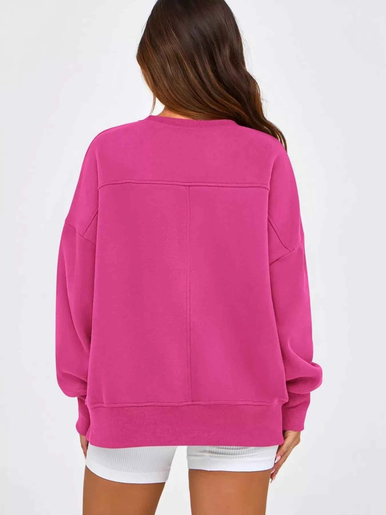 Slit Round Neck Dropped Shoulder Sweatshirt bb151f3de6c348efbd30848926811988-Max-Origin