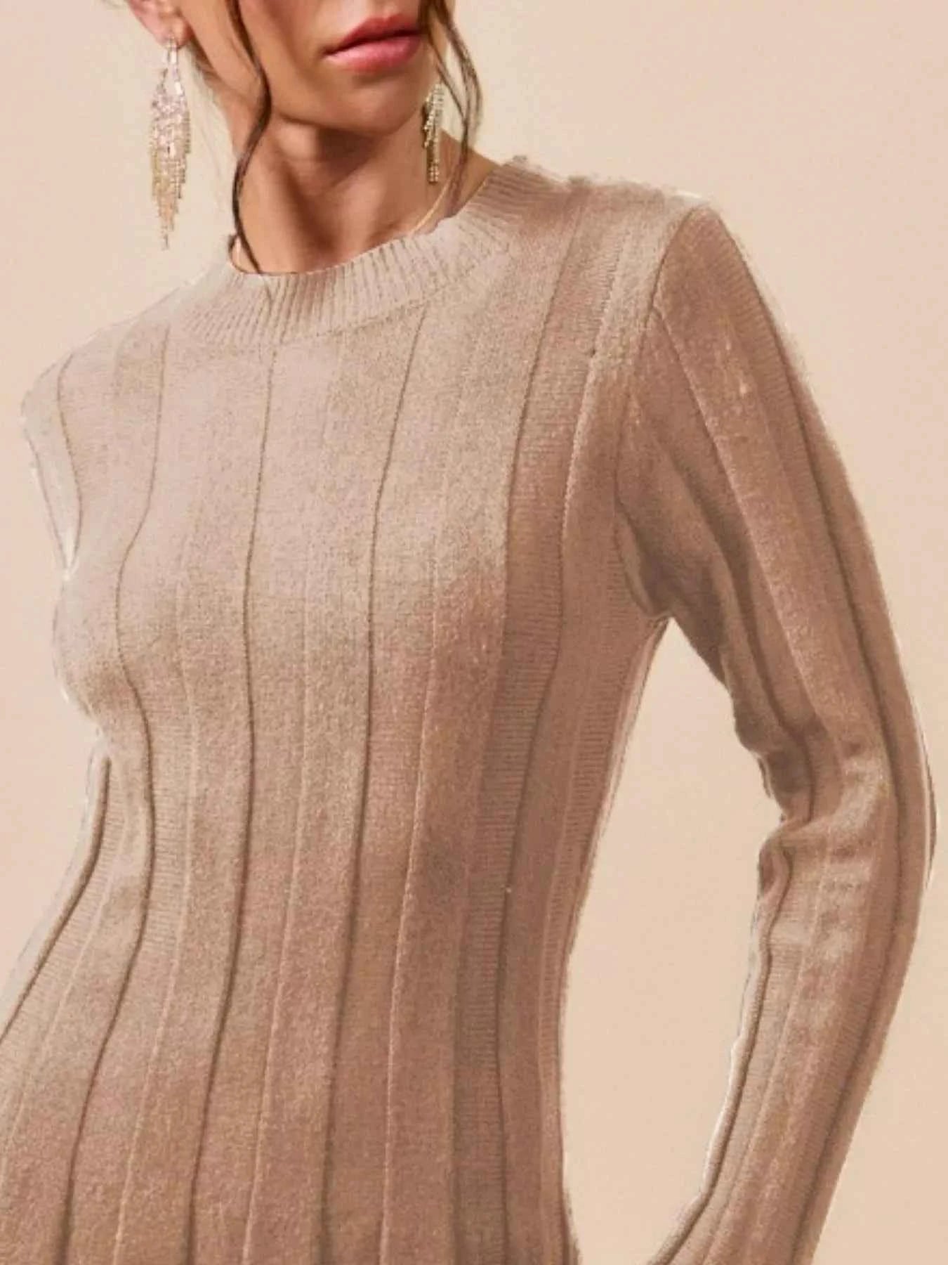SO ME Ribbed Long Sleeve Mini Sweater Dress LATTE bb1e927f-a6dd-4b01-9ac3-71db2bcc4231-Max-Origin