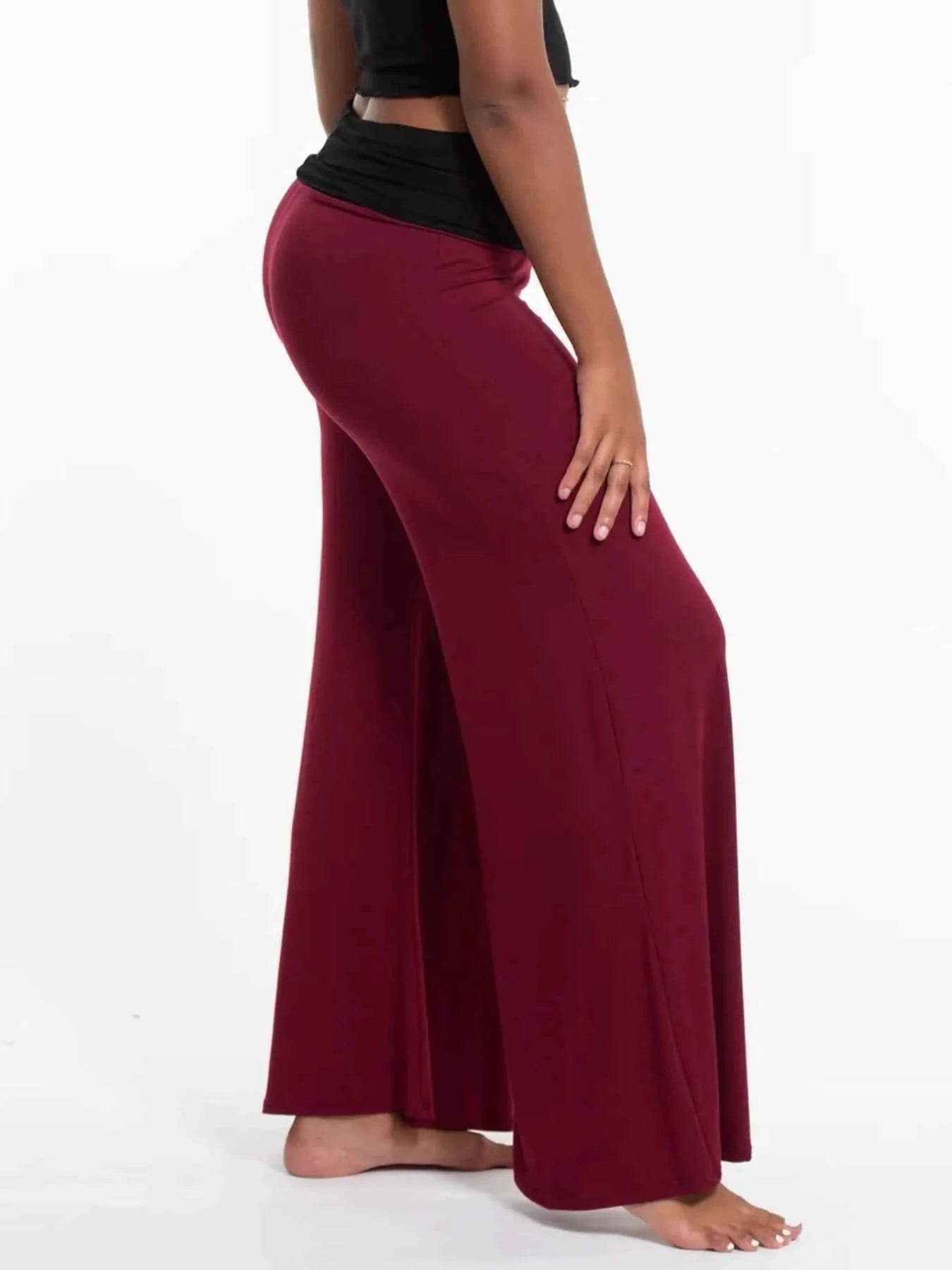 High Waisted Wide Leg Yoga Pants with Contrast Waistband bb404b08-d43e-4cfd-8d94-d2de7d1c9d34-Max-Origin