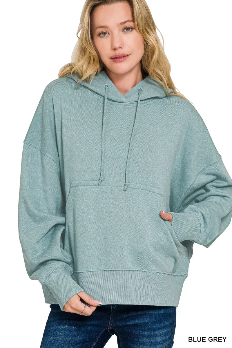 Zenana Oversized Fleece Kangaroo Pocket Hoodie BLUE GREY bb588210a1334b2faa6c32a79df797ed-Max-Origin