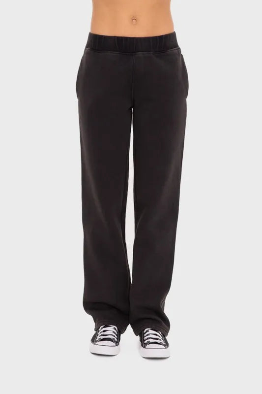 Mono B Elastic Waist Fleece Pants with Pockets Black bba15b4b-96bc-4646-81ff-f94226794c03-Max