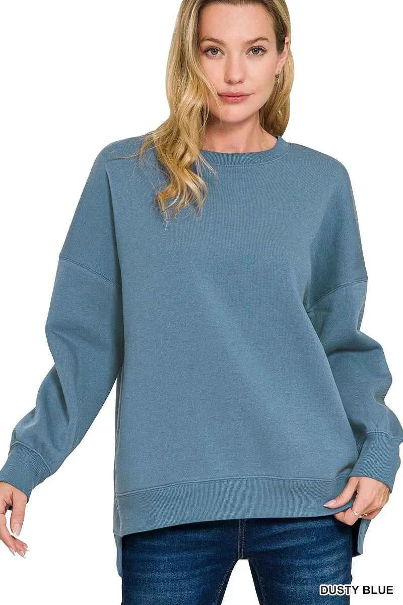 Zenana Fleece Hi-low Boyfriend Sweatshirts with Pockets DUSTY BLUE bbaae1c884544c4ab73d69b68be97663-Max-Origin