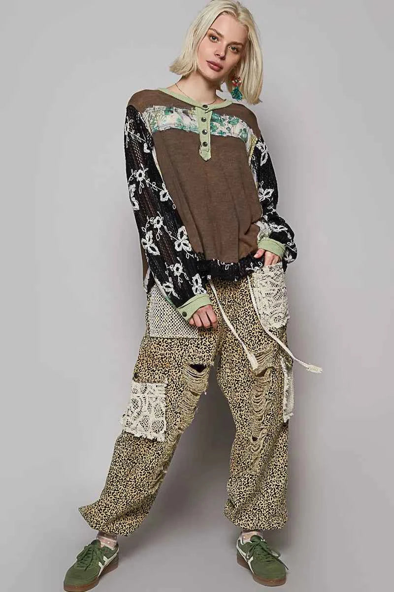 POL Button Detail Floral Patchwork Crochet Sleeve Blouse bbed555d-4d38-49d1-803b-e6443dbb82b9-Max-Origin