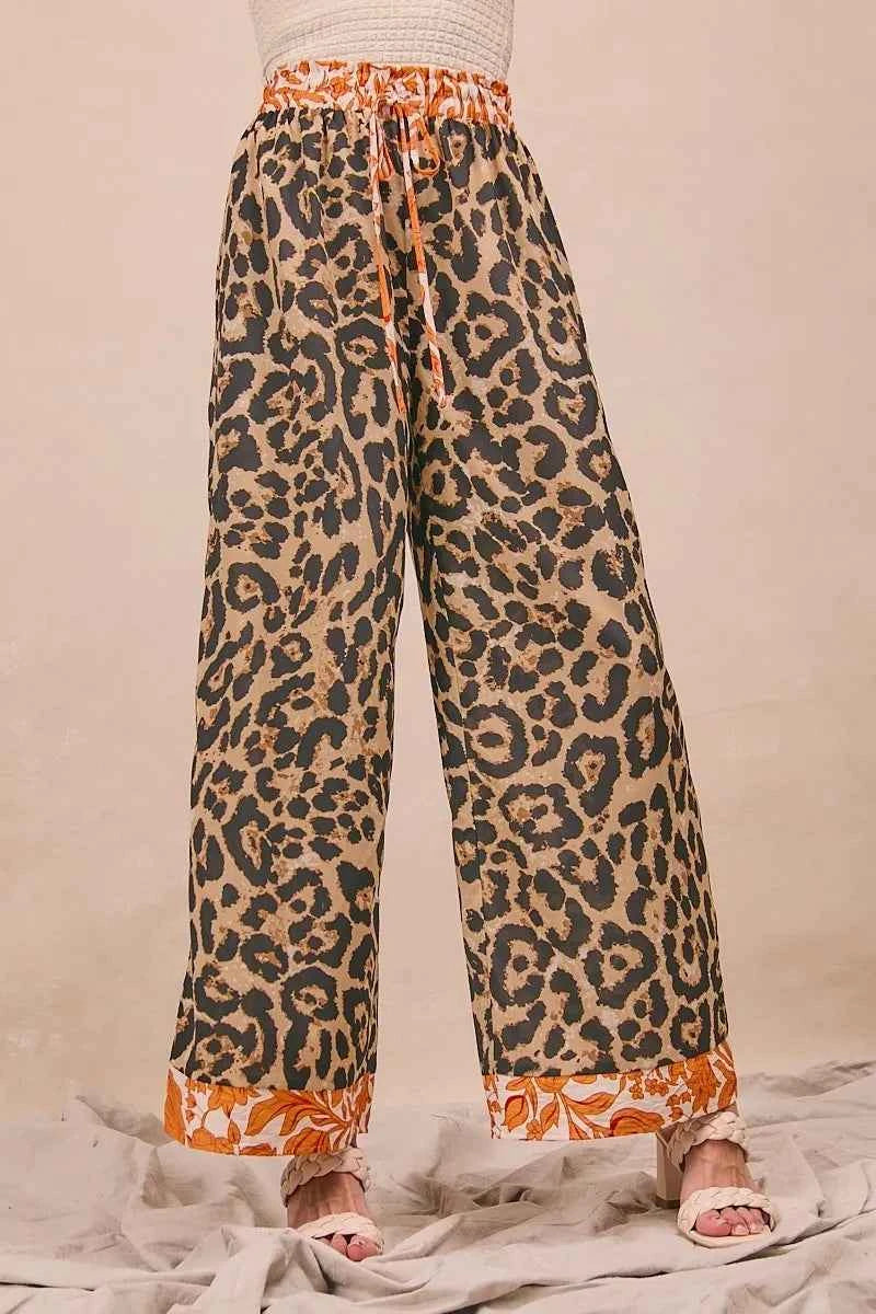 BiBi Leopard Print With Contrast Banded Wide Pants LEOPARD RUST bc0157ea1d5445d39d49c513c4684908-Max-Origin