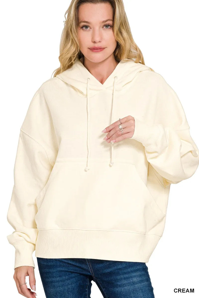 Zenana Oversized Fleece Kangaroo Pocket Hoodie CREAM bc183fbc04704cb49ce031045f3bddce-Max-Origin