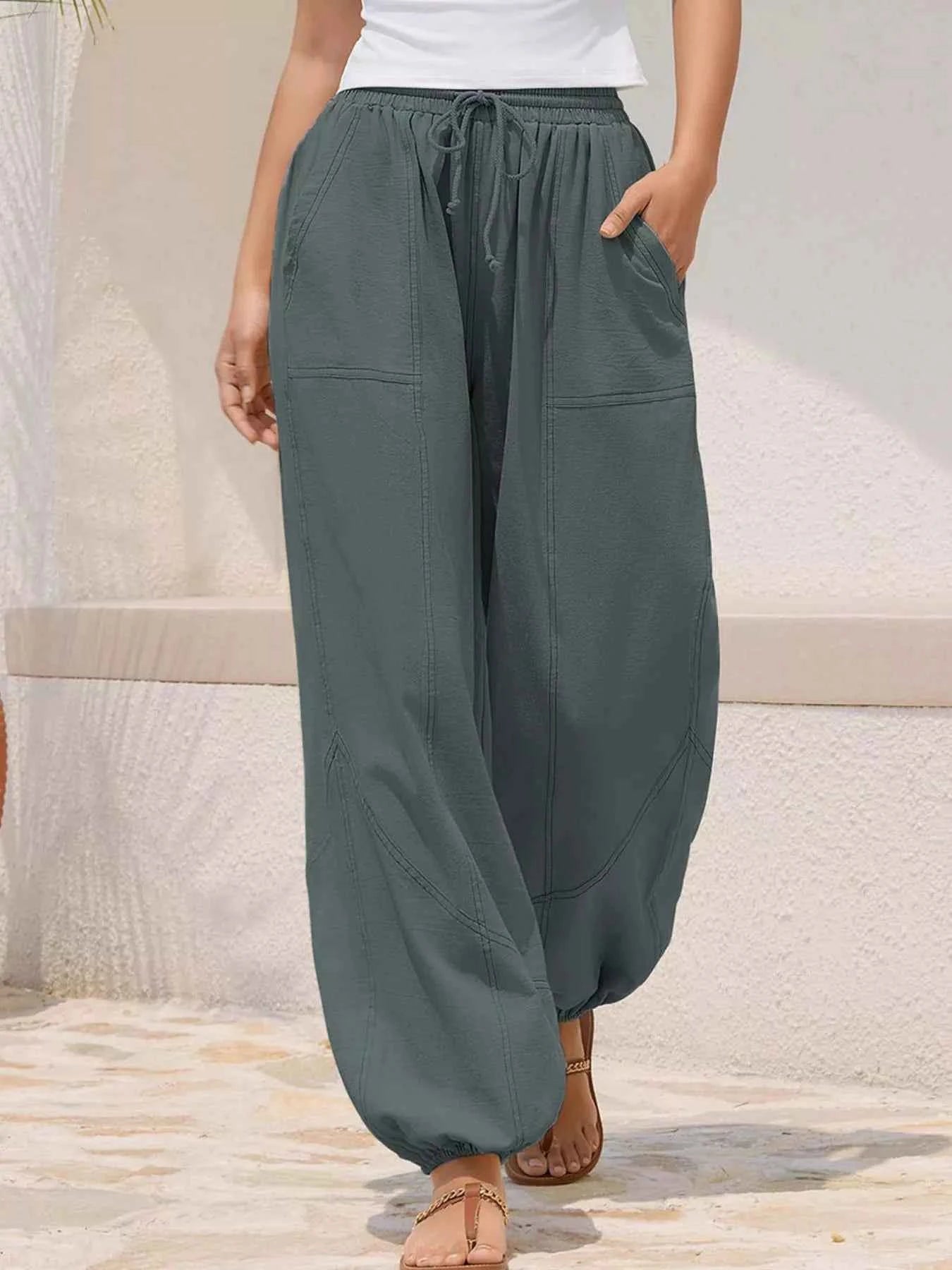Wide Leg Drawstring Pants bc350228-a0ff-4c90-b490-6e46ba3458f2-Max-Origin