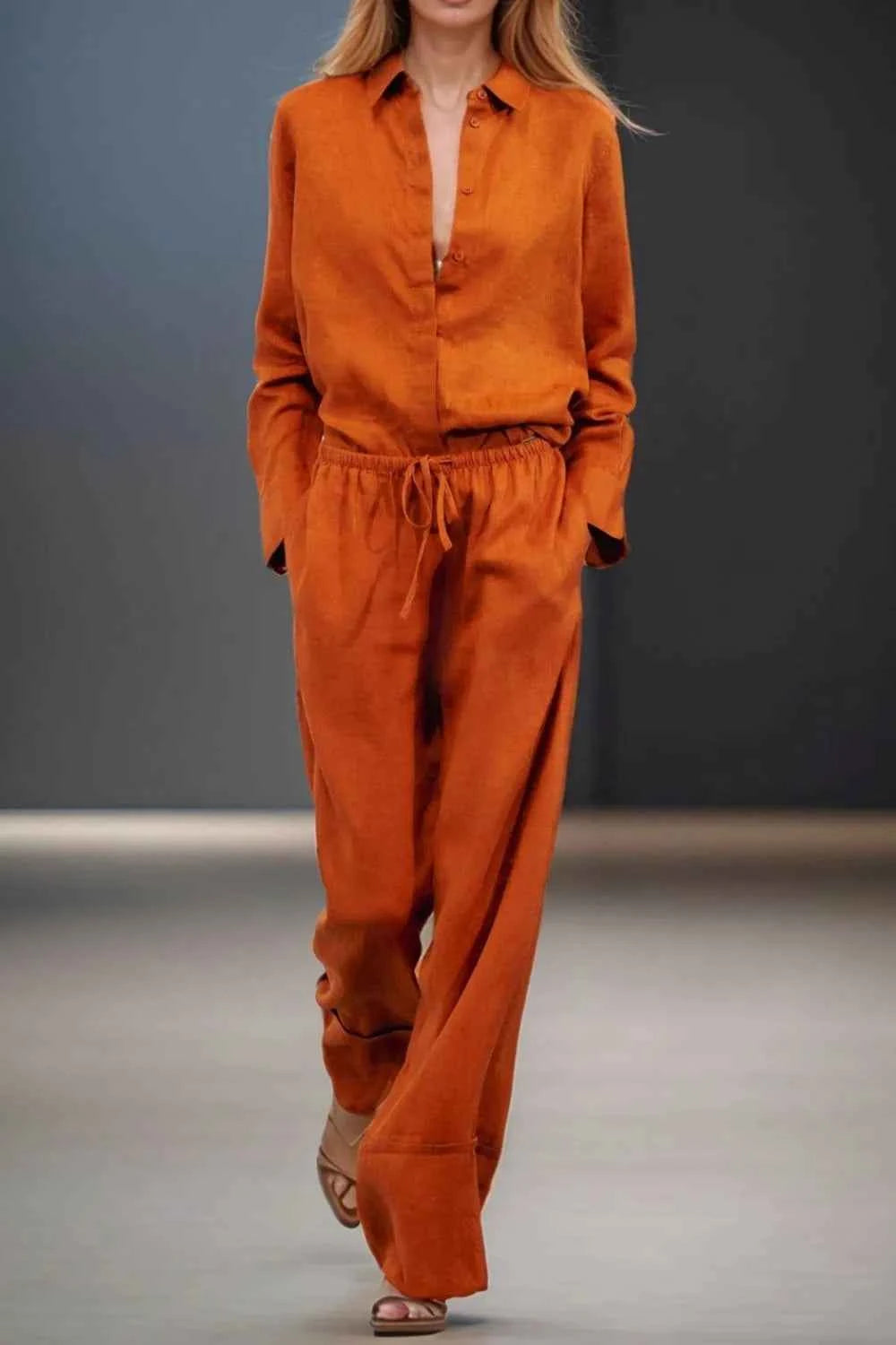 Button Down Shirt and Drawstring Pants Orange bc4f2f52-f47f-459e-b7fc-83ea674c6d6d-Max-Origin