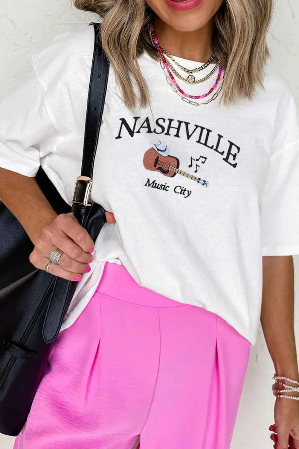 Guitar NASHVILLE Music City Print Crewneck Tee bc51160b-2ffc-4697-a68e-9c857801956a-Max-Origin